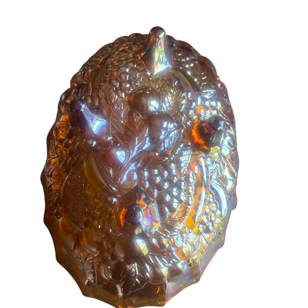 Vintage Indiana Glass Large
Amber Harvest Fruit Carnival
Glass Oval Footed Bowl - Picture 10 of 11